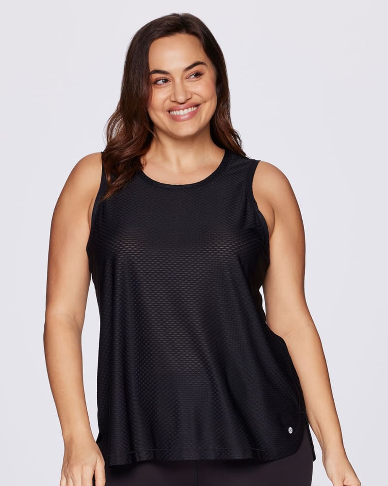 Plus Breezy Keyhole Tunic Tank Black